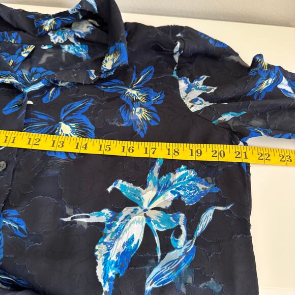 Banana Republic Women's Button Top Medium Floral Sheer Dark Romantic Whimsigoth - Picture 10 of 12